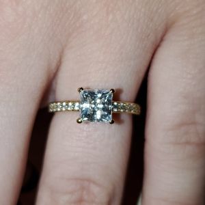 Swarovski Crystal Gold-Plated Princess Cut Ring